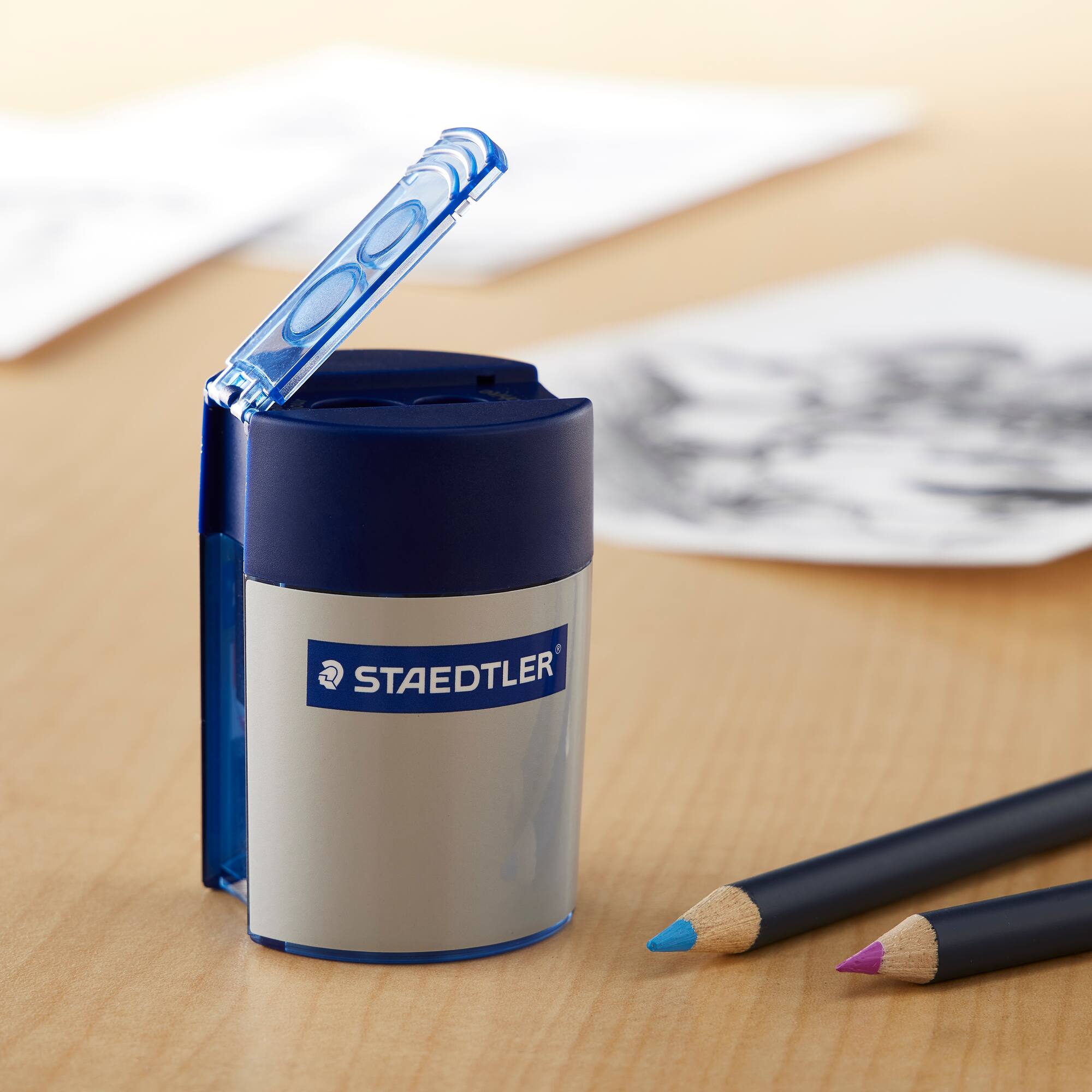 Staedtler® Round Double-Hole Sharpener with Tub